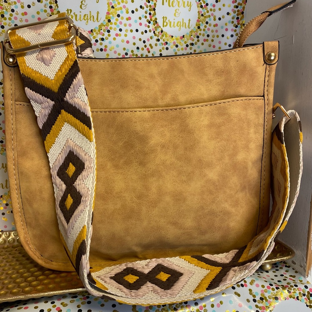 Suede Crossbody Purse w/ Guitar Strap